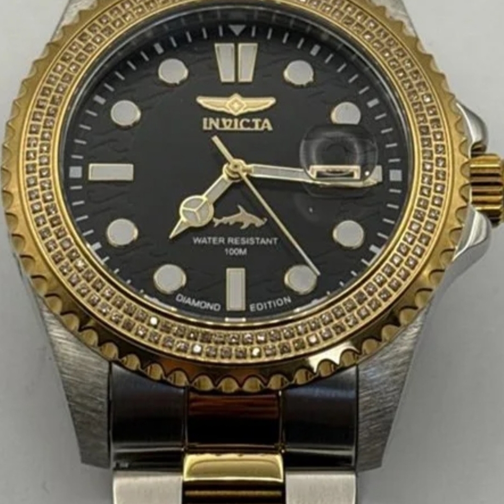 Invicta Silver Watch Back with Diamond Logo